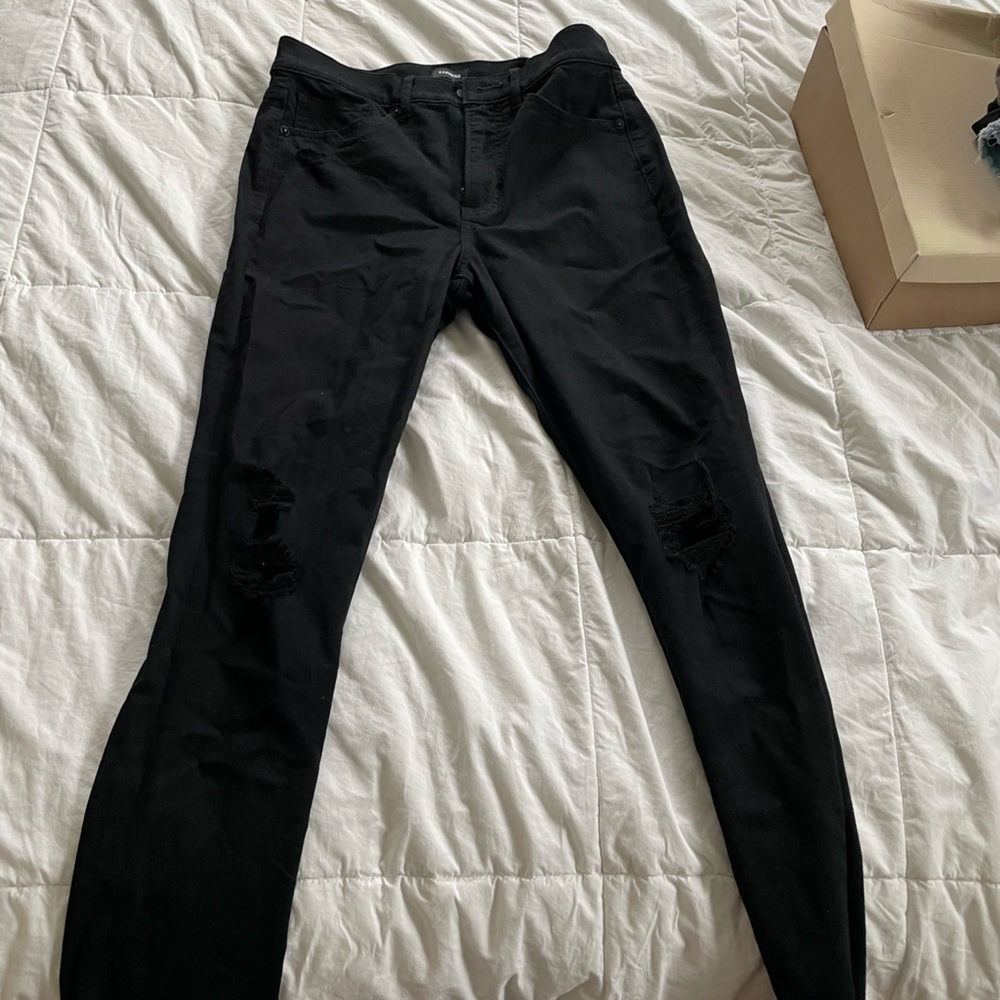 Express ripped skinny black jeans